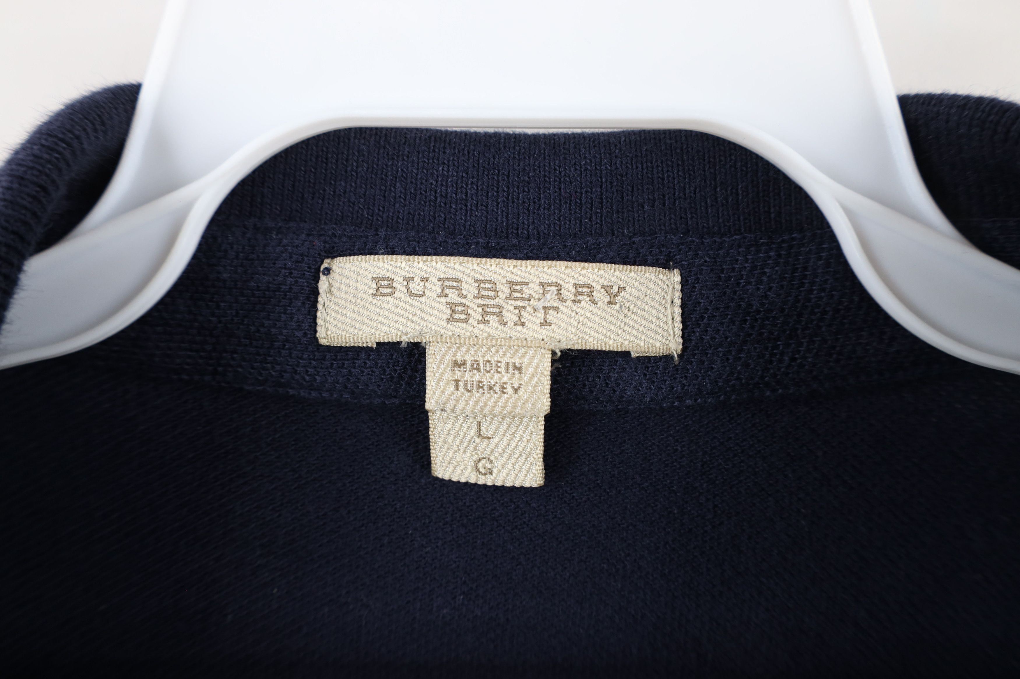 Burberry Burberry Brit Cotton Knit Collared Long Sleeve Polo Blue Size US L / EU 52-54 / 3 - 8 Thumbnail
