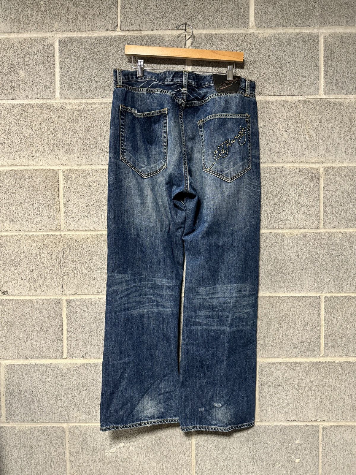 image of Y2K Baggy Faded Blue Ed Hardy Denim Jeans 36, Men's