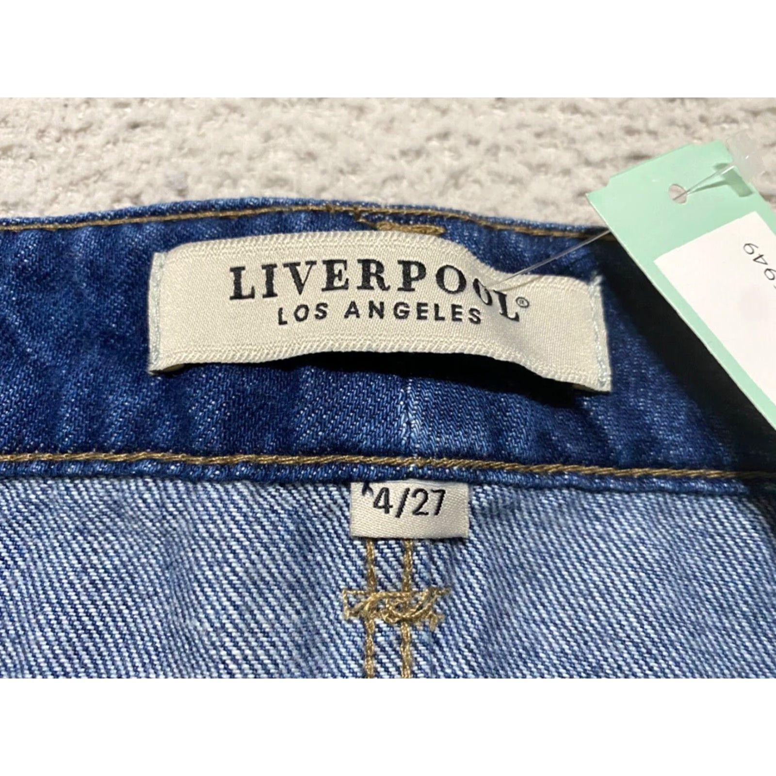 Denime NWT Liverpool Jeans Womens Skirt Blue Denim Distressed Pencil Straight Reyna New 4 Knee Length Cotton Stretch Casual Travel Size 27" / US 4 / IT 40 - 5 Thumbnail