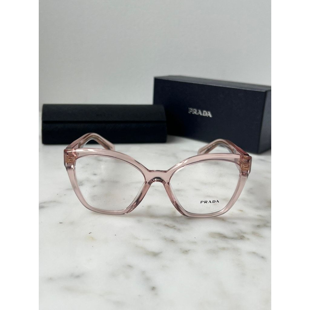 Prada NEW Prada PR20V Eyeglasses Frames in Peach Pink Transparent Size ONE SIZE - 6 Thumbnail