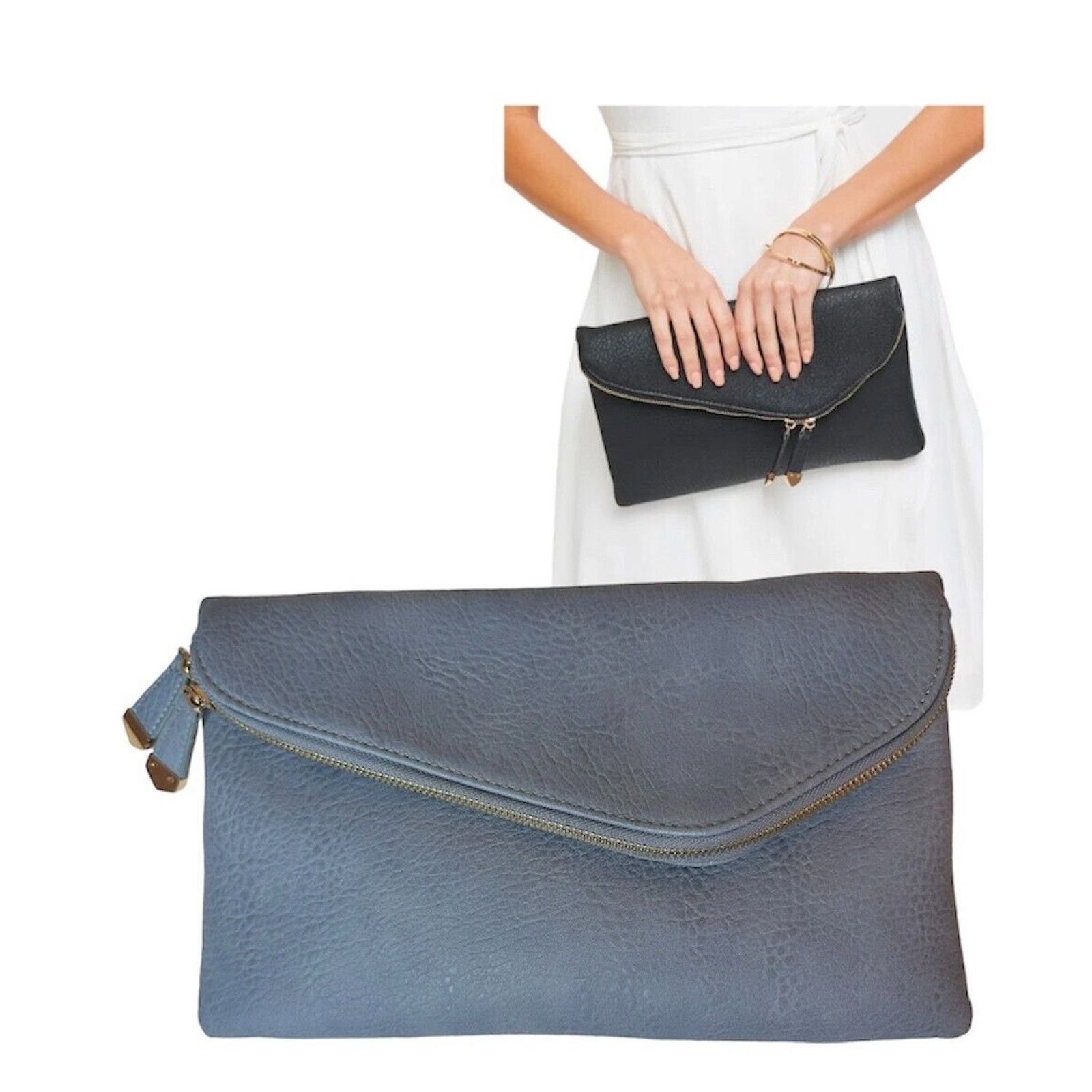 Other Urban Expressions Stella Blue Pebble Stripe Interior Clutch Size ONE SIZE - 4 Thumbnail