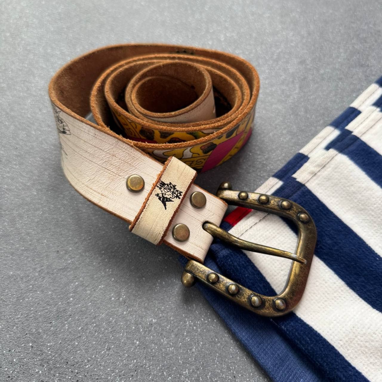 Ed Hardy × Vintage Ed Hardy X Christian Audigier Vintage Unisex Leather Belt Size ONE SIZE - 6 Thumbnail