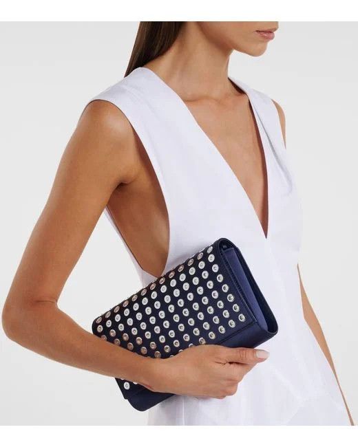 Christian Louboutin os11x0126 Size: OS / Paloma Small Satin Crepe Clutch Blue Size ONE SIZE - 3 Thumbnail
