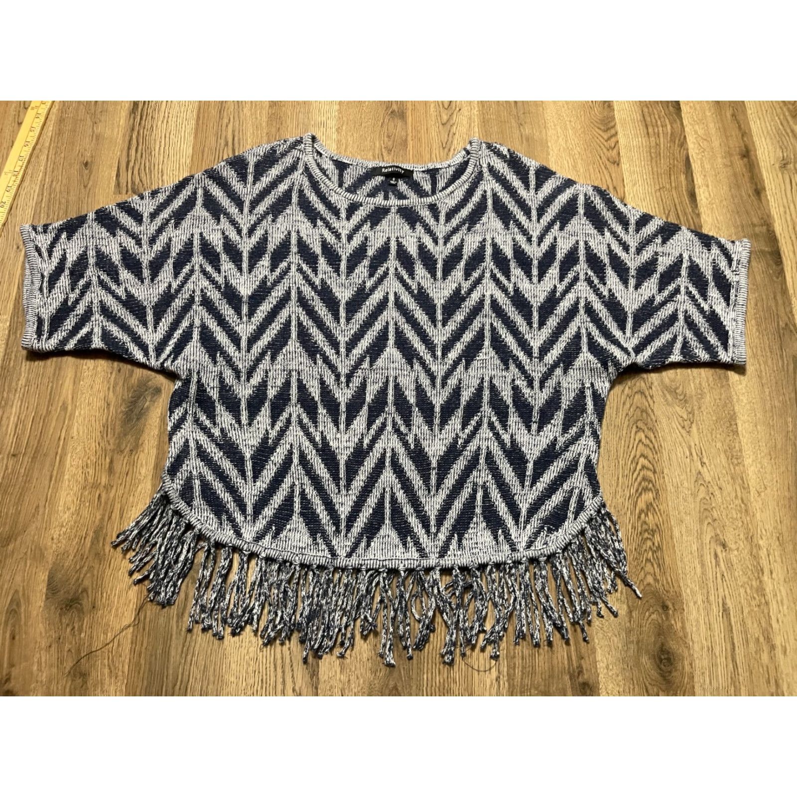 Vintage Relativity Shirt Womens Size Small Blue White Short Sleeve Tassel Shirt Size S / US 4 / IT 40 - 2 Thumbnail