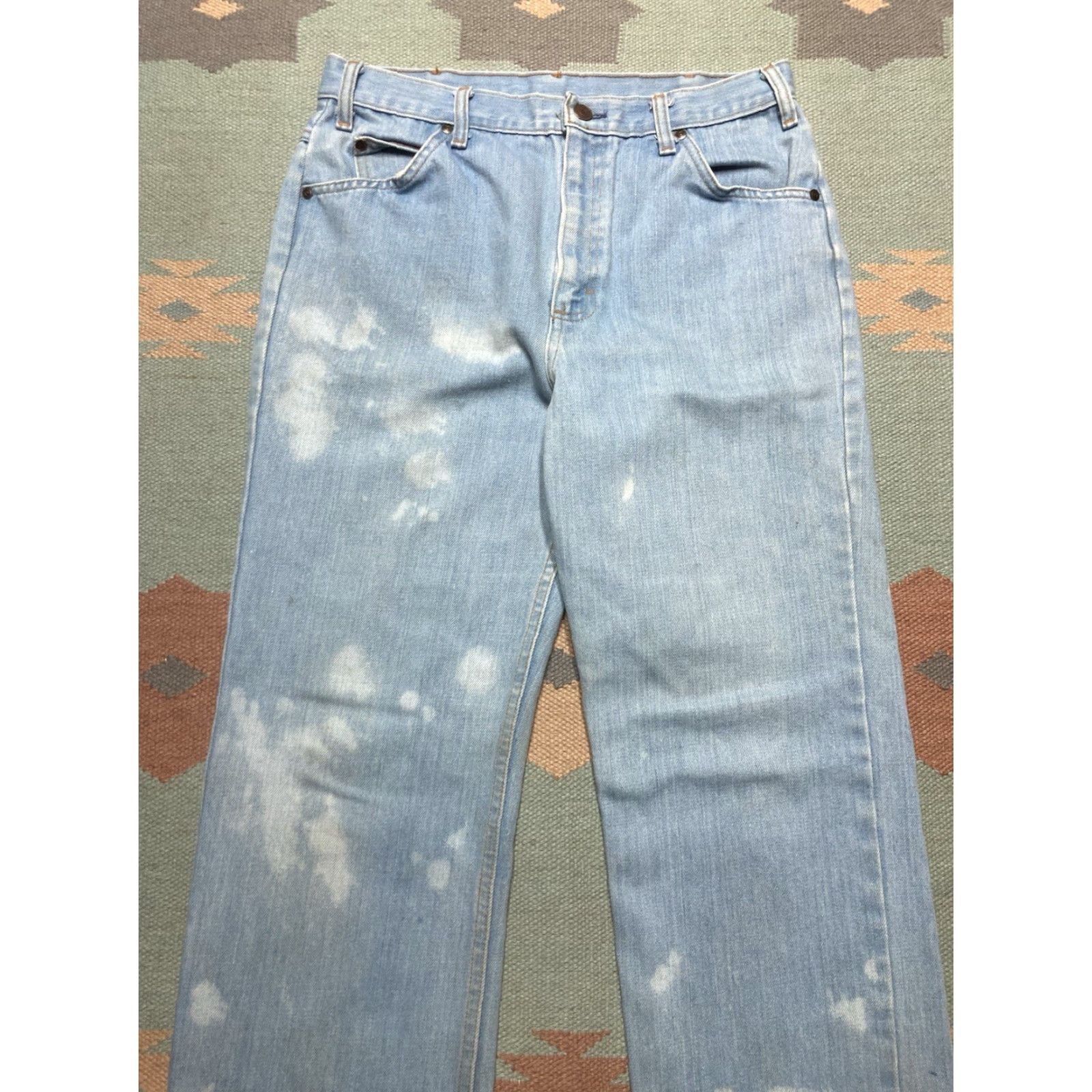 Denime VINTAGE 70s denim blue jeans bootcut flare faded light wash hippie 31x33 Mens Jeans Bootcut Hippie 70s Light Wash Blue Denim Size US 31 - 3 Thumbnail