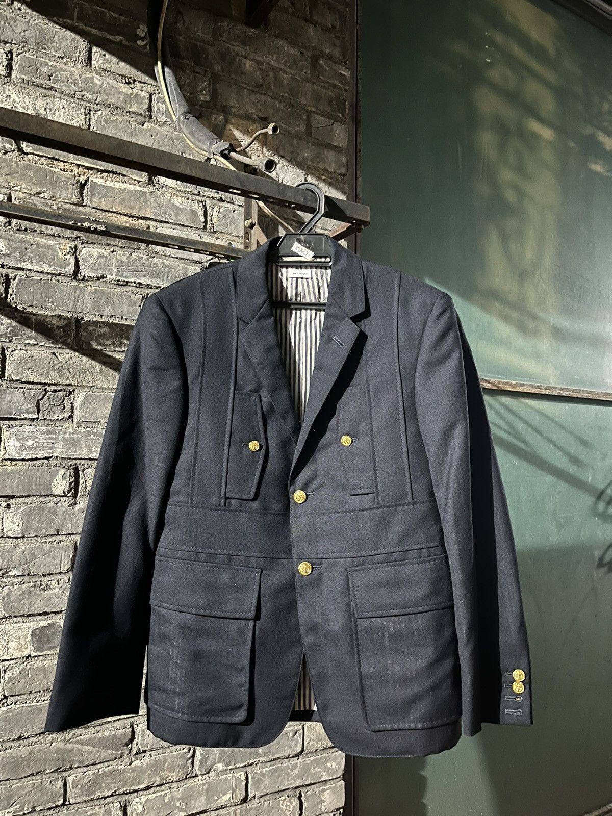 Thom Browne Thom Browne New York Navy Cotton Norfolk Safari Blazer Size 34R - 1 Thumbnail