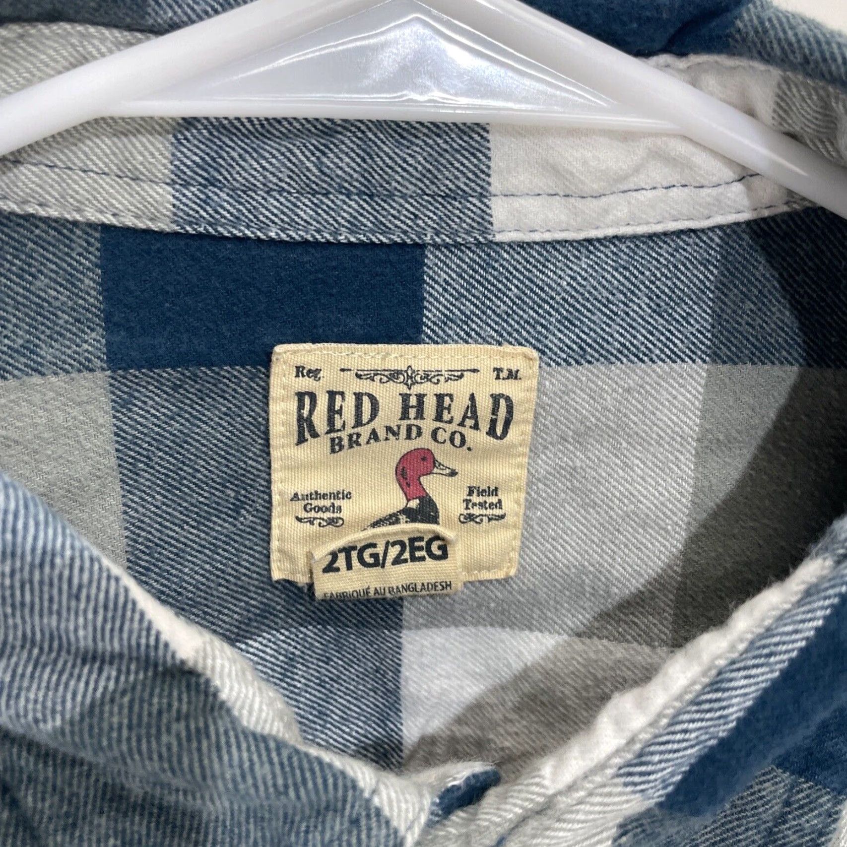 Vintage RedHead Flannel Shirt Mens 2XL Blue Plaid Casual Long Sleeve Button Up Shirt Size US XXL / EU 58 / 5 - 2 Thumbnail