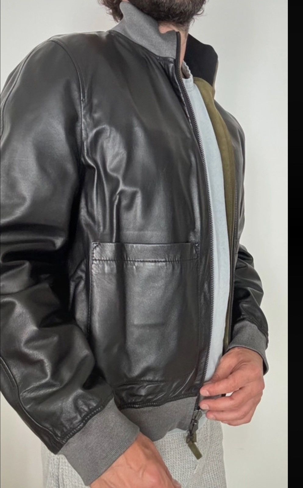 Berluti HAIDER ACKERMANN CALFSKIN LEATHER REVERSIBLE SILK JACKET Size US S / EU 44-46 / 1 - 4 Thumbnail