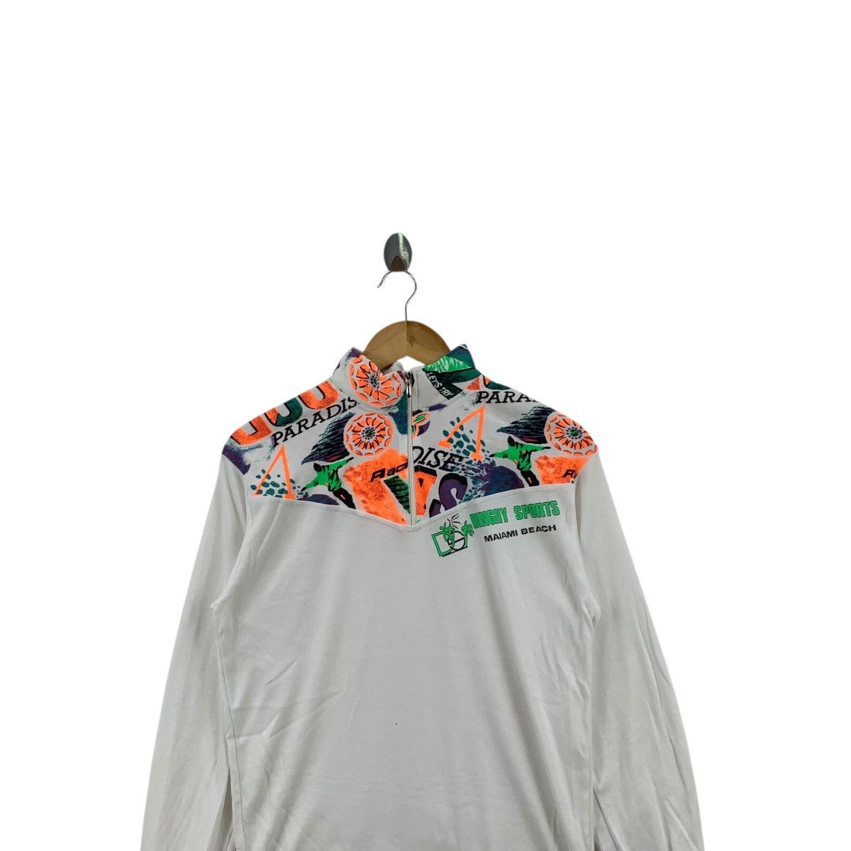 Vintage Vintage DINGHY SPORTS MIAMI BEACH Half Zipper Tee Shirt Top Size L / US 10 / IT 46 - 2 Thumbnail