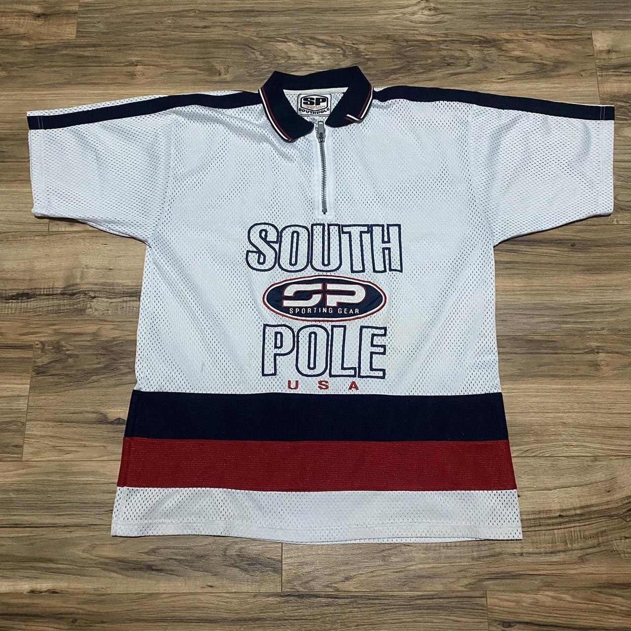 Image of Southpole x Supreme Y2K South Pole Mesh Zip Up Sports Polo Shirt Size XL in White, Men's