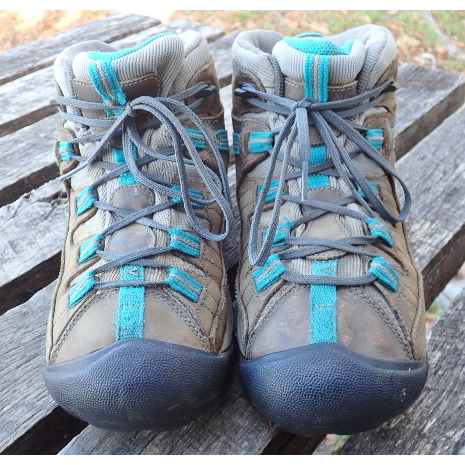 KEEN VINTAGE KEEN Targhee II Mid Leather Waterproof Hiking Boots Womens Size 8.5 Brown Teal Size US 9 / IT 39 - 4 Thumbnail
