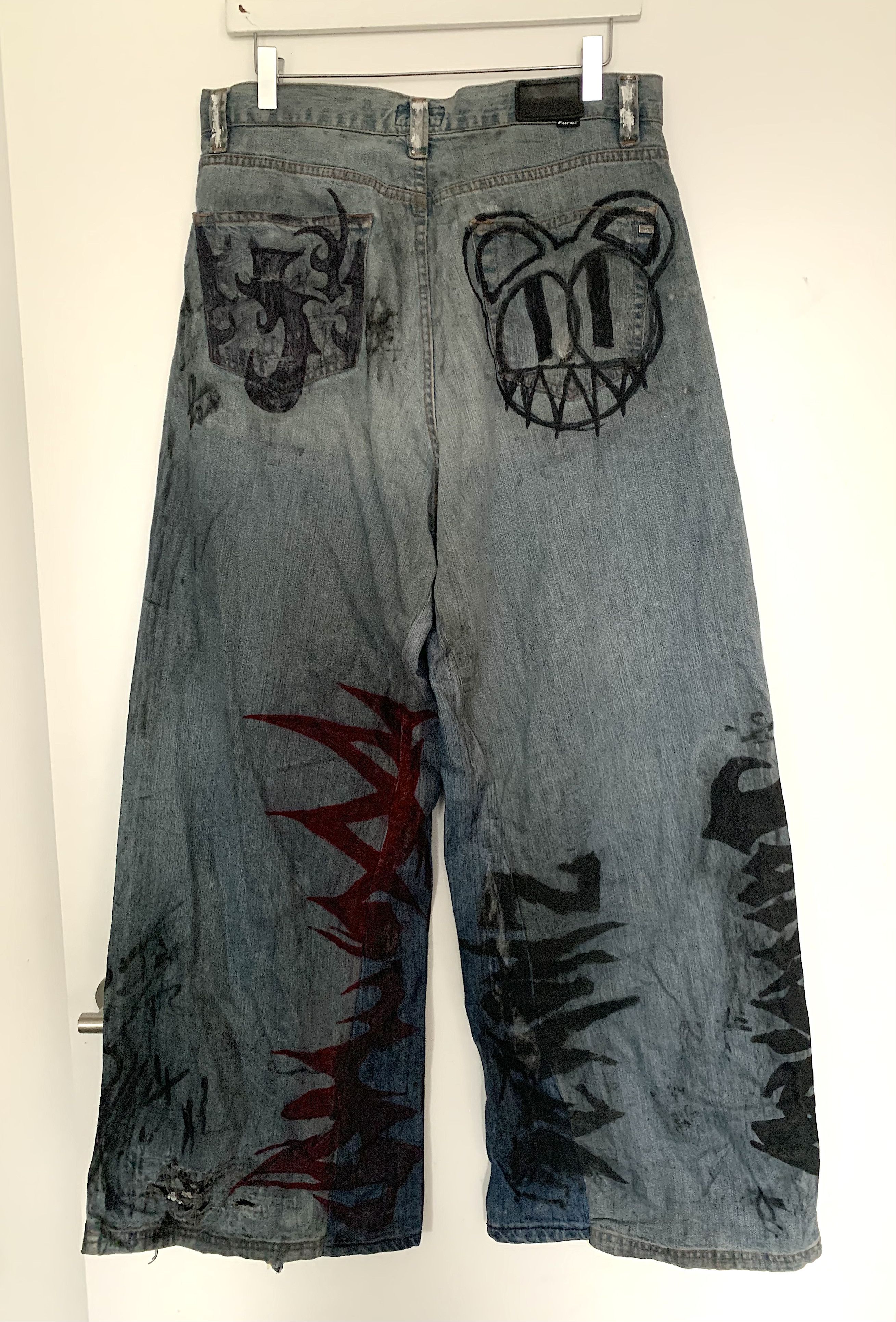 Vintage Grafitti Distressed Jeans Size US 32 / EU 48 - 2 Thumbnail