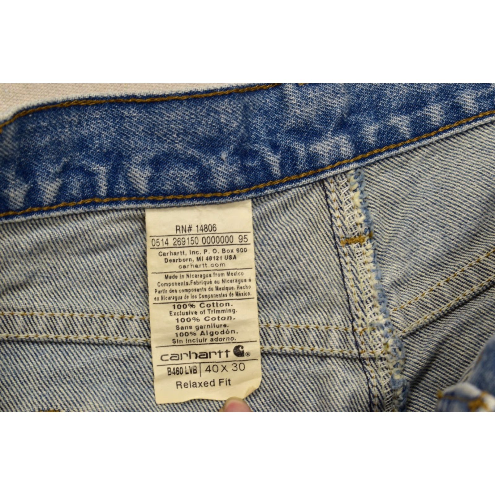 Carhartt Carhartt Jeans B460 LVB Relaxed Fit Men’s Denim 40x30 Light Wash Blue Cotton Zip 5-Pocket Logo Straight Mens Jeans Size US 40 / EU 56 - 8 Thumbnail