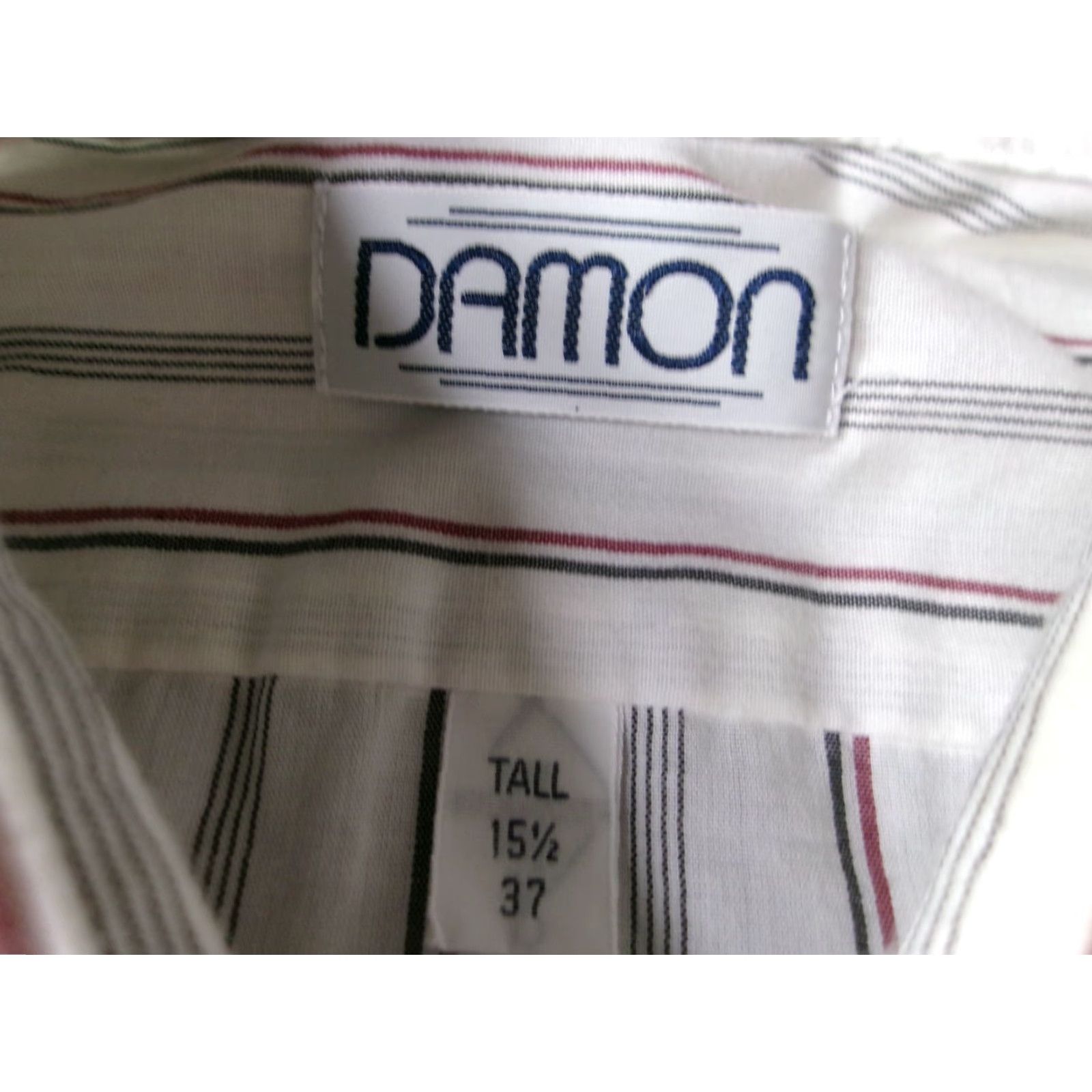 Vintage Damon Dress Shirt Mens Tall 15.5 Striped Long Sleeve White Pocket Button Up Size 42R - 6 Thumbnail