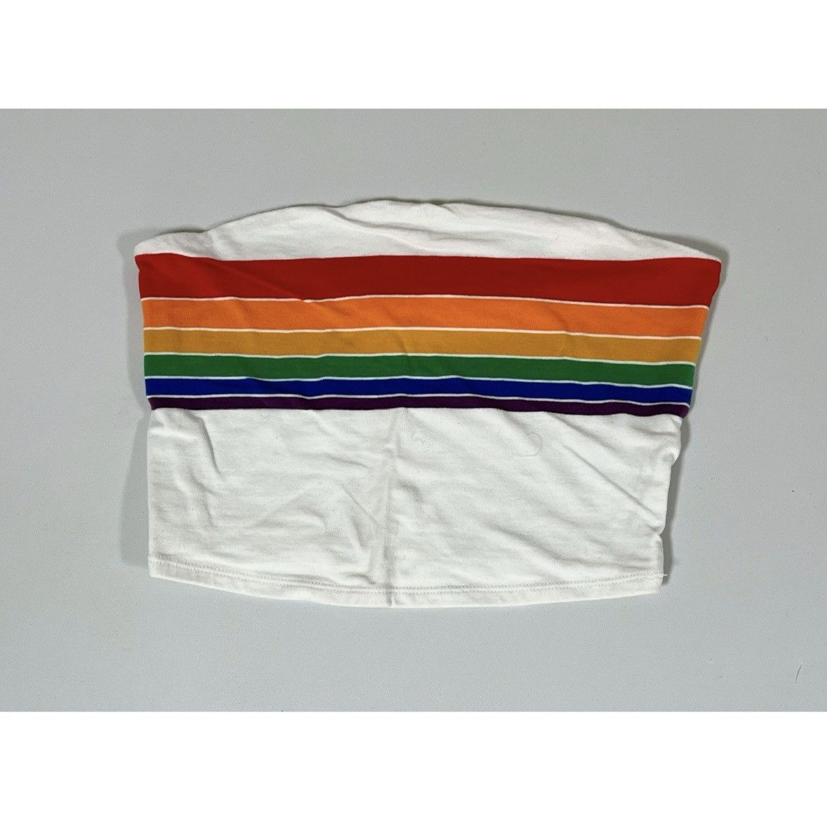 Garage Garage White Rainbow Striped Tube Top Shirt Blouse Size S 🌈✨ Size S / US 4 / IT 40 - 2 Thumbnail