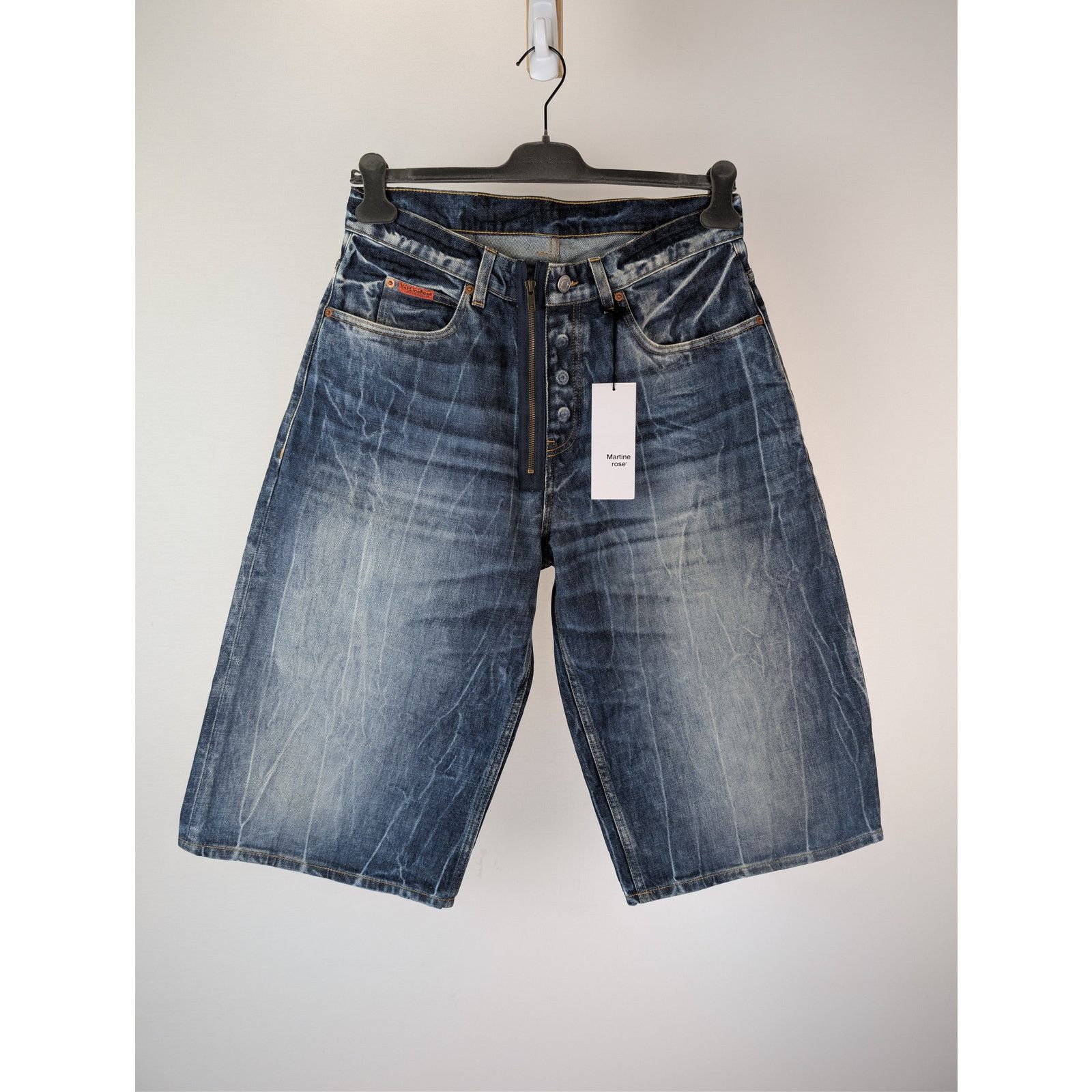 Martine Rose o1rshd1 Zip Denim Jean Short in Blue Acid Size US 32 / EU 48 - 1 Thumbnail