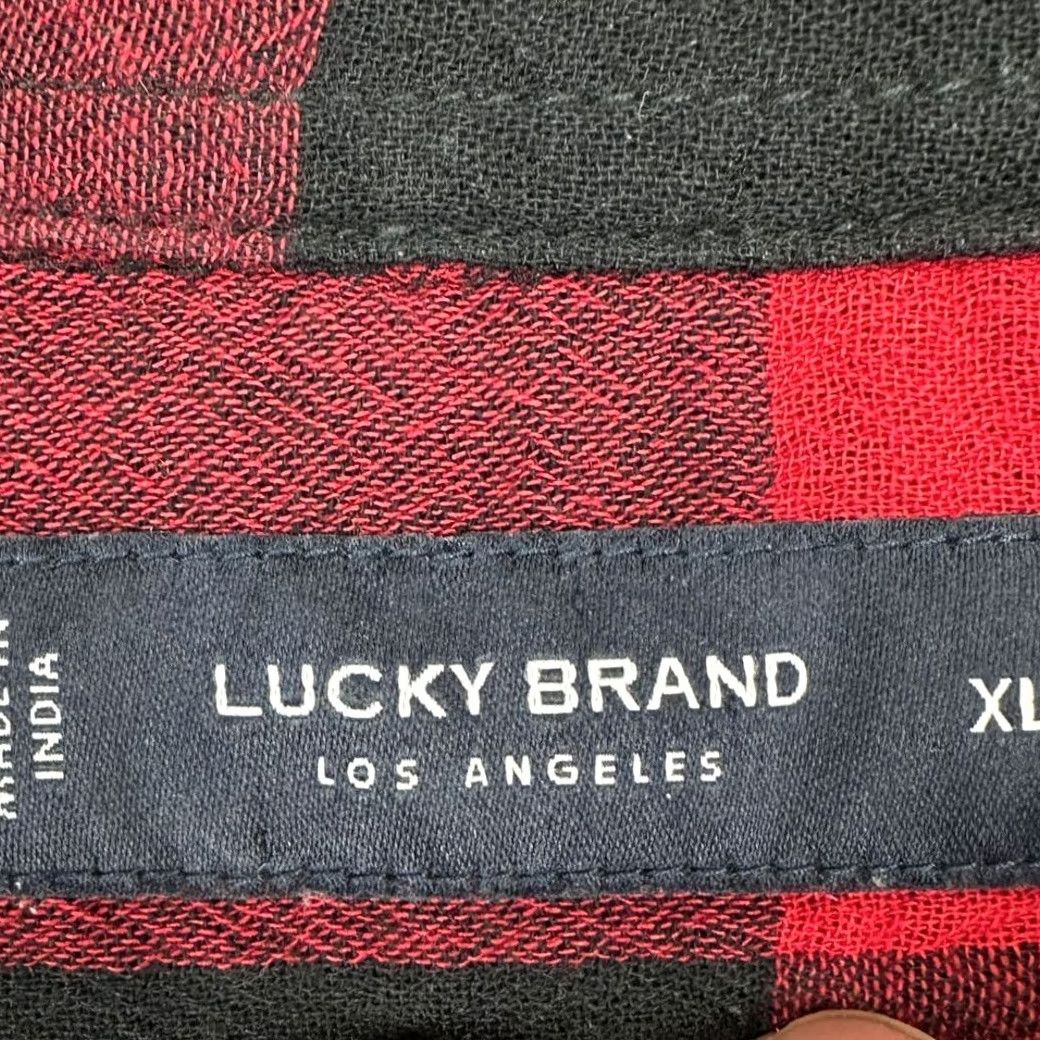 Lucky Brand Lucky Brand Shirt Mens XL Red Black Buffalo Check Button Up Pearl Snap Pocket Size US XL / EU 56 / 4 - 4 Thumbnail