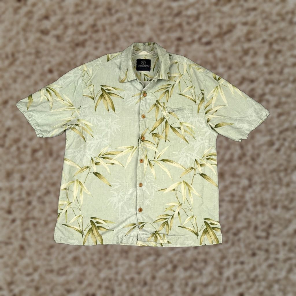 Vintage Jamaica Jaxx Shirt Men Large Green Leaf Floral Hawaiian 100% Silk Button Up Size US L / EU 52-54 / 3 - 1 Thumbnail