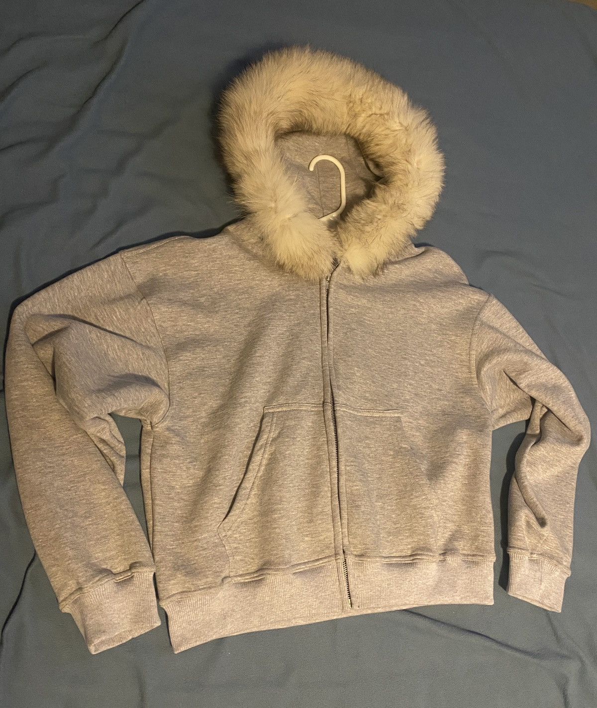 Grey fur hoodie