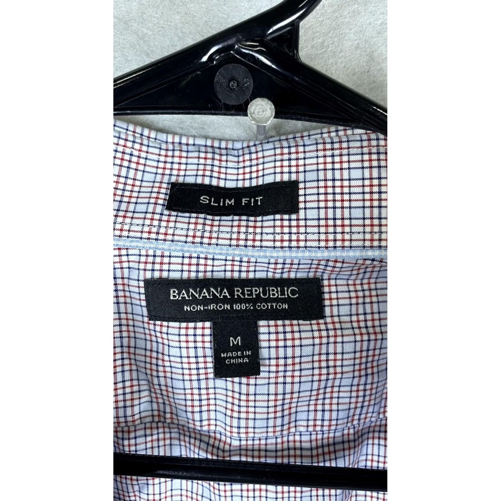 Banana Republic Banana Republic Mens Medium Blue Check Slim Fit Non Iron Long Sleeve Dress Shirt Size 40R - 2 Thumbnail