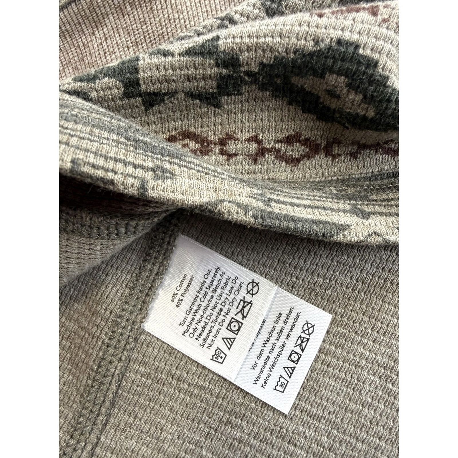 Eddie Bauer Eddie Bauer Shirt Mens Medium Beige Aztec Geometric Waffle Thermal Pullover Size US M / EU 48-50 / 2 - 4 Thumbnail