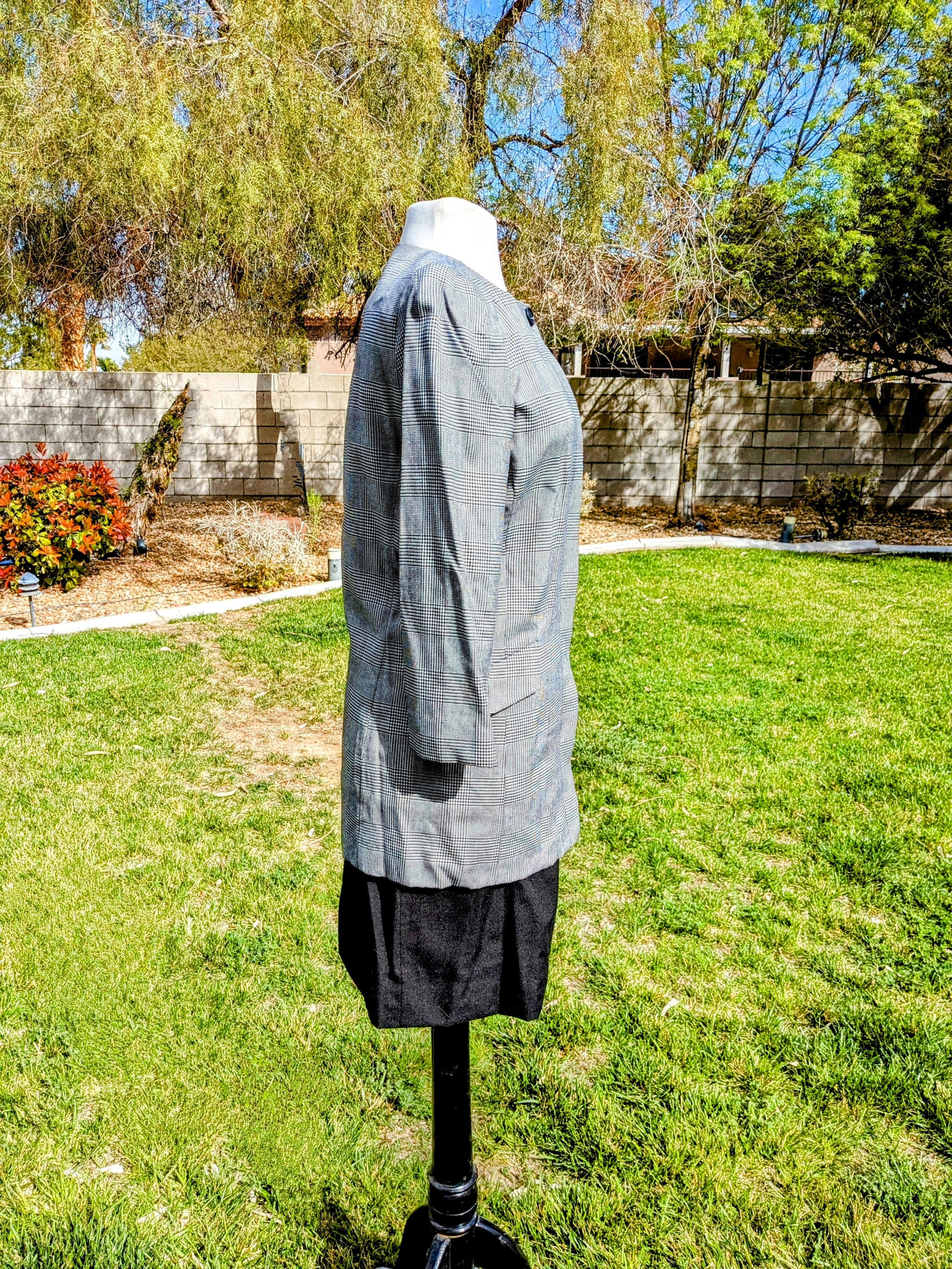 Vintage VTG Liz Claiborne Petites Houndstooth Coat+Maxi Skirt Suit Size M / US 6-8 / IT 42-44 - 3 Thumbnail