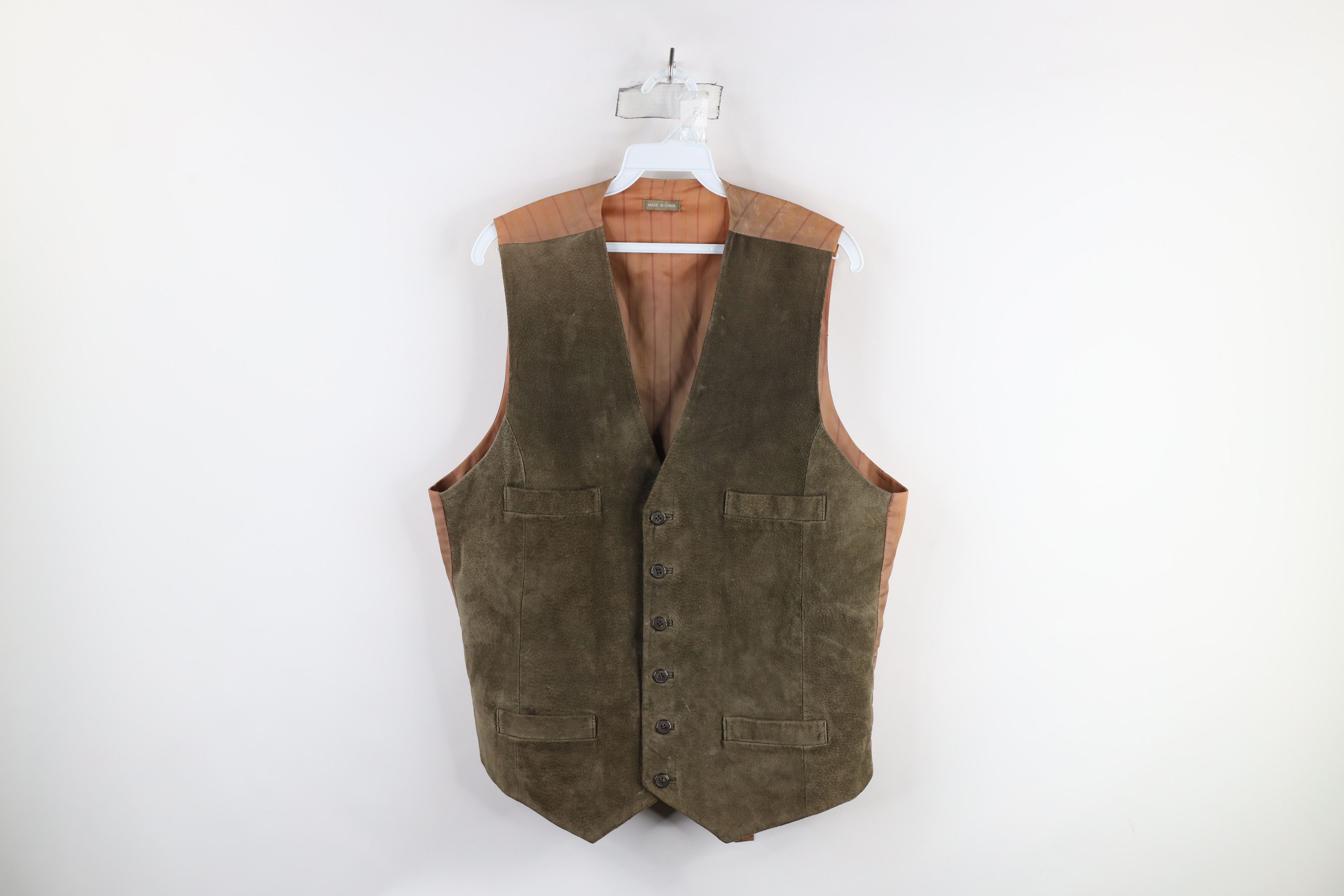 Vintage Vintage 90s Streetwear Suede Leather Buckle Back Vest Green Size US XL / EU 56 / 4 - 1 Thumbnail