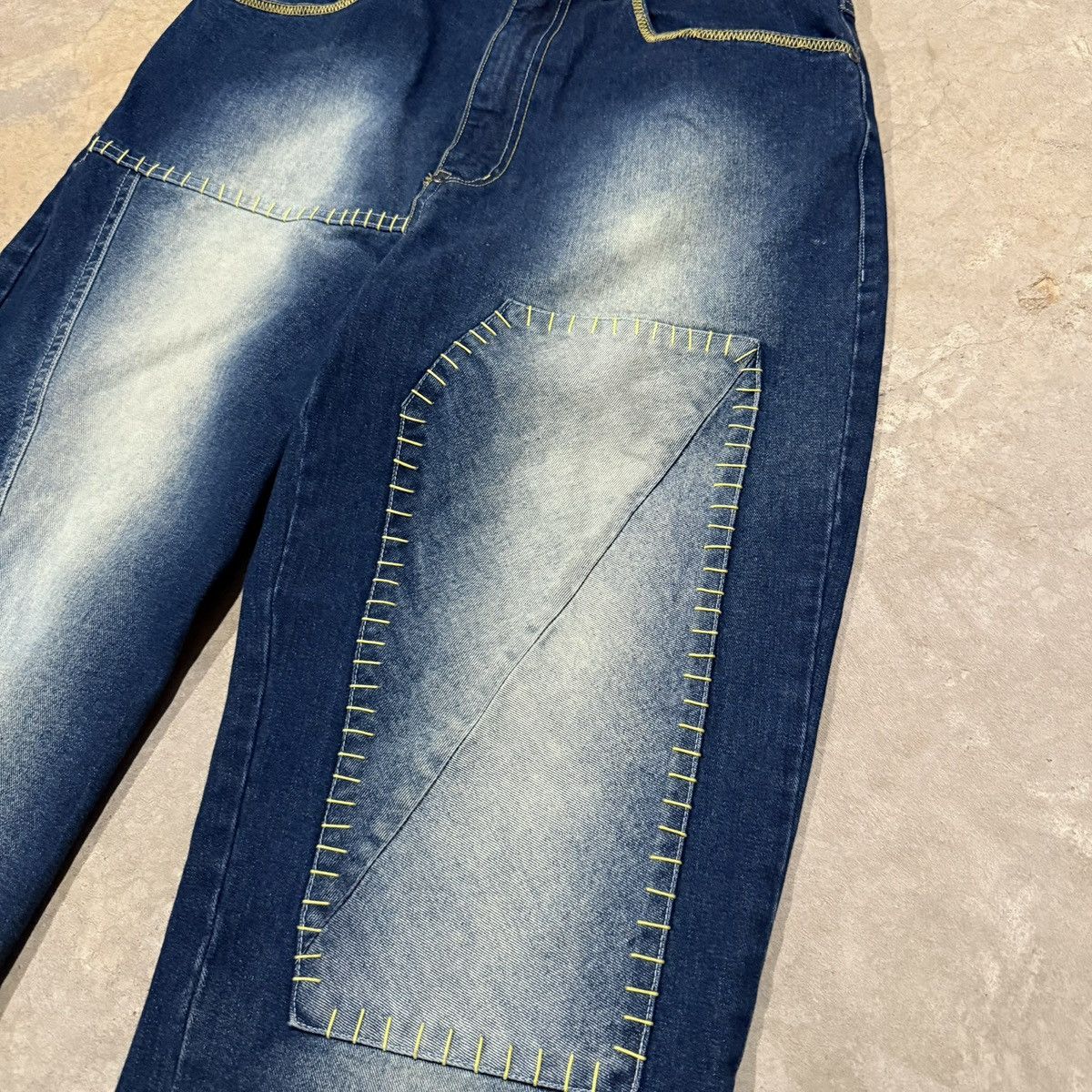 Vintage Vtg 2000s Raw Blue Faded Patchwork Baggy Jeans Y2K JNCO Size US 34 / EU 50 - 4 Thumbnail
