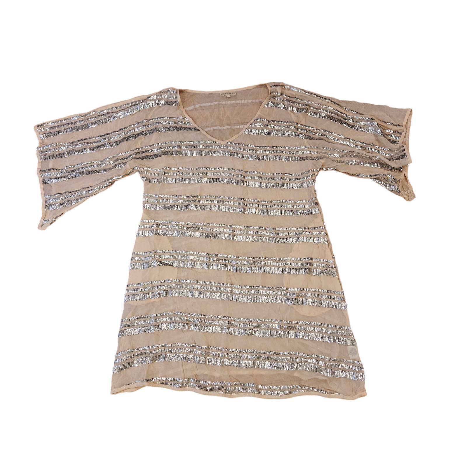 Sterling Ruby Rubyyaya Womens Dress Short Sleeve Cream Pink Size Large Size L / US 10 / IT 46 - 1 Thumbnail