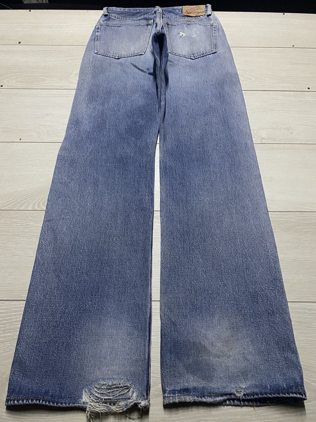 Denime Vintage DENIME 89 Selvedge Light Wash Distressed Baggy Jeans Size US 28 / EU 44 - 2 Thumbnail
