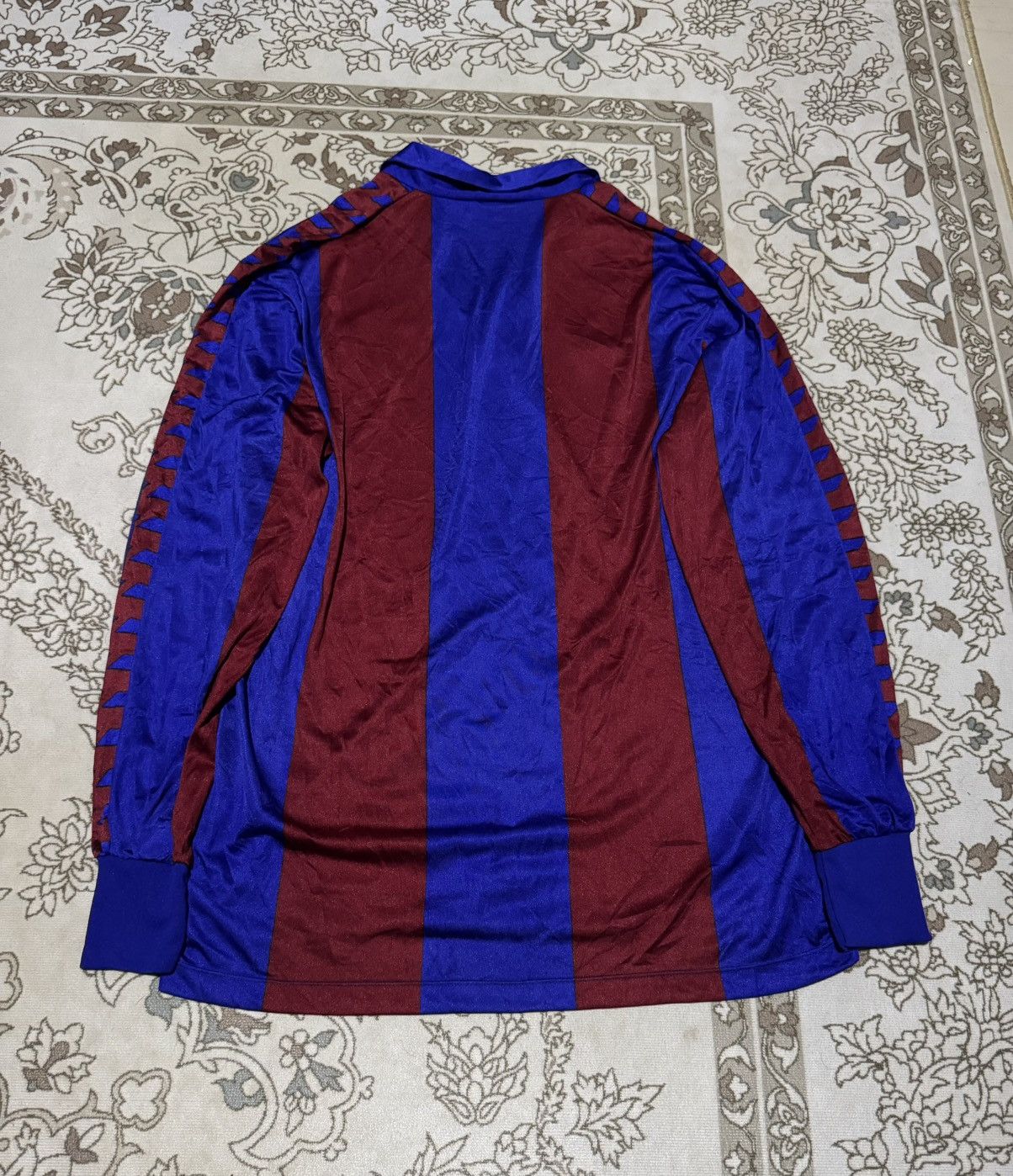 Vintage Vtg 80’s Maradonna Era Home Barcelona L/S Stripe Jersey Size US M / EU 48-50 / 2 - 4 Thumbnail