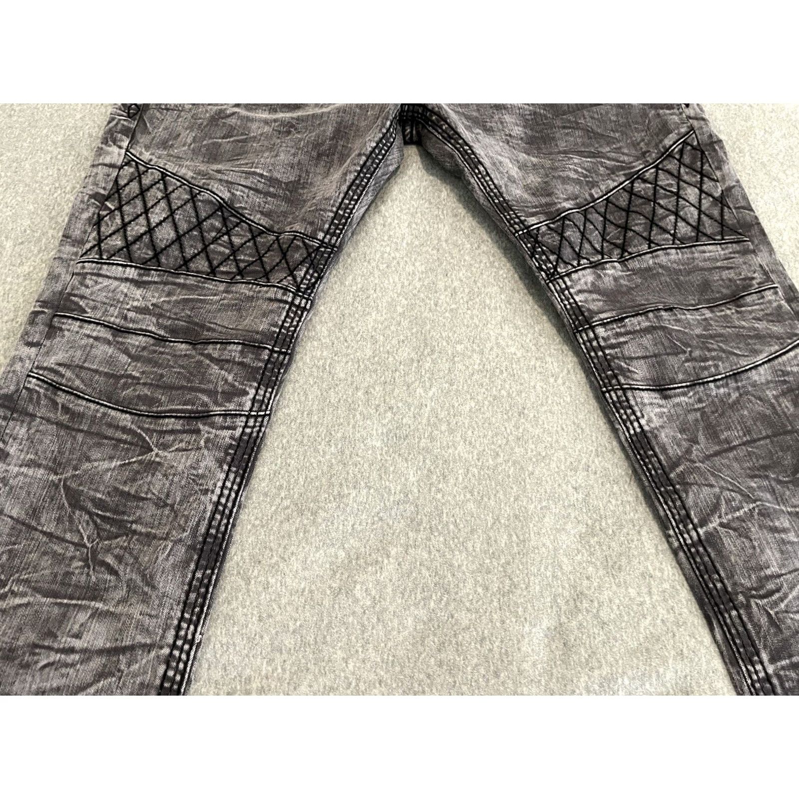 Vintage Rock Revival Jeans Distressed Biker Denim Mens 40x34 Gray NWT Size US 40 / EU 56 - 6 Thumbnail
