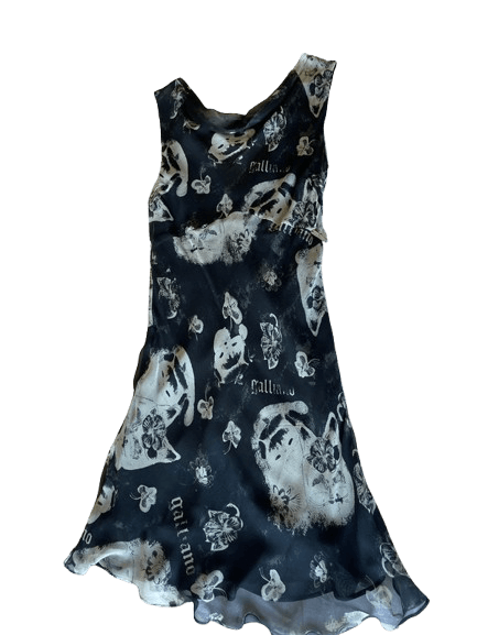 John Galliano Galliano Dress Silk Slip Graphic Gazette 2000s EX0157 Size S / US 4 / IT 40 - 1 Thumbnail