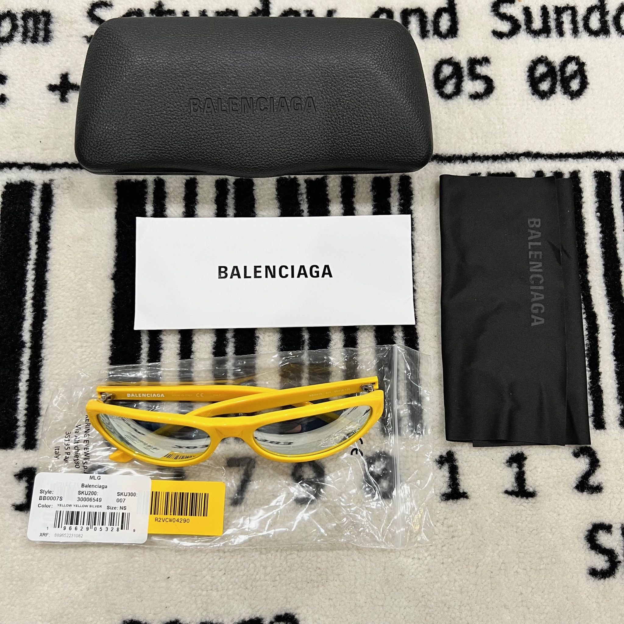 image of Balenciaga Shield Narrow Oval Frame Mirror Lens Yellow in Yellow Silver, Men's