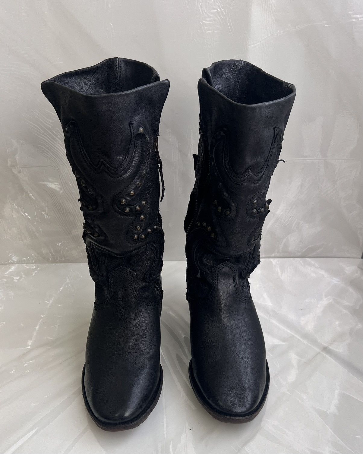 A.S.98 As 98 Airstep Zipper Boho Black Biker distressed boot Size US 8 / IT 38 - 11 Thumbnail
