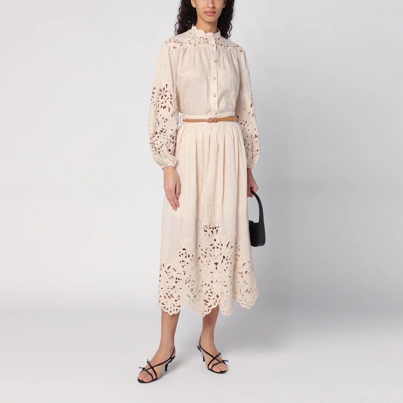 Zimmermann o1d2blof0526 Midi Skirt in Beige Size 27" / US 4 / IT 40 - 2 Thumbnail