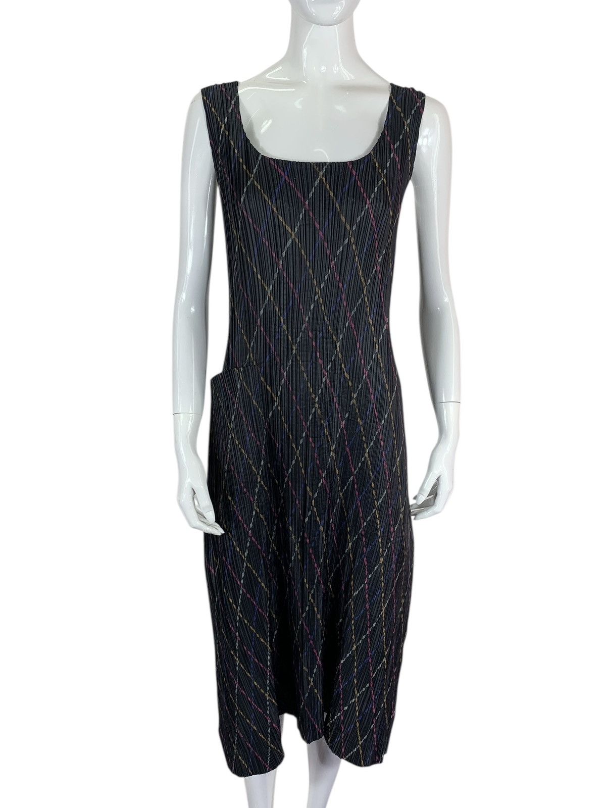 Pleats Please Issey Miyake Vintage Issey Miyake IM Product Pleated Teal Apron Dress Size ONE SIZE - 1 Thumbnail