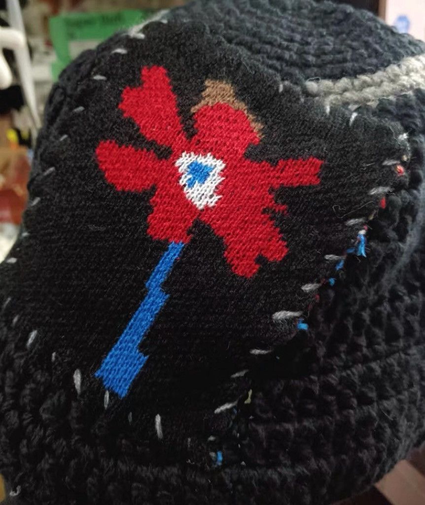 Japanese Brand Outdoor retro floral knitted tulip hat bucket hat Size ONE SIZE - 4 Thumbnail