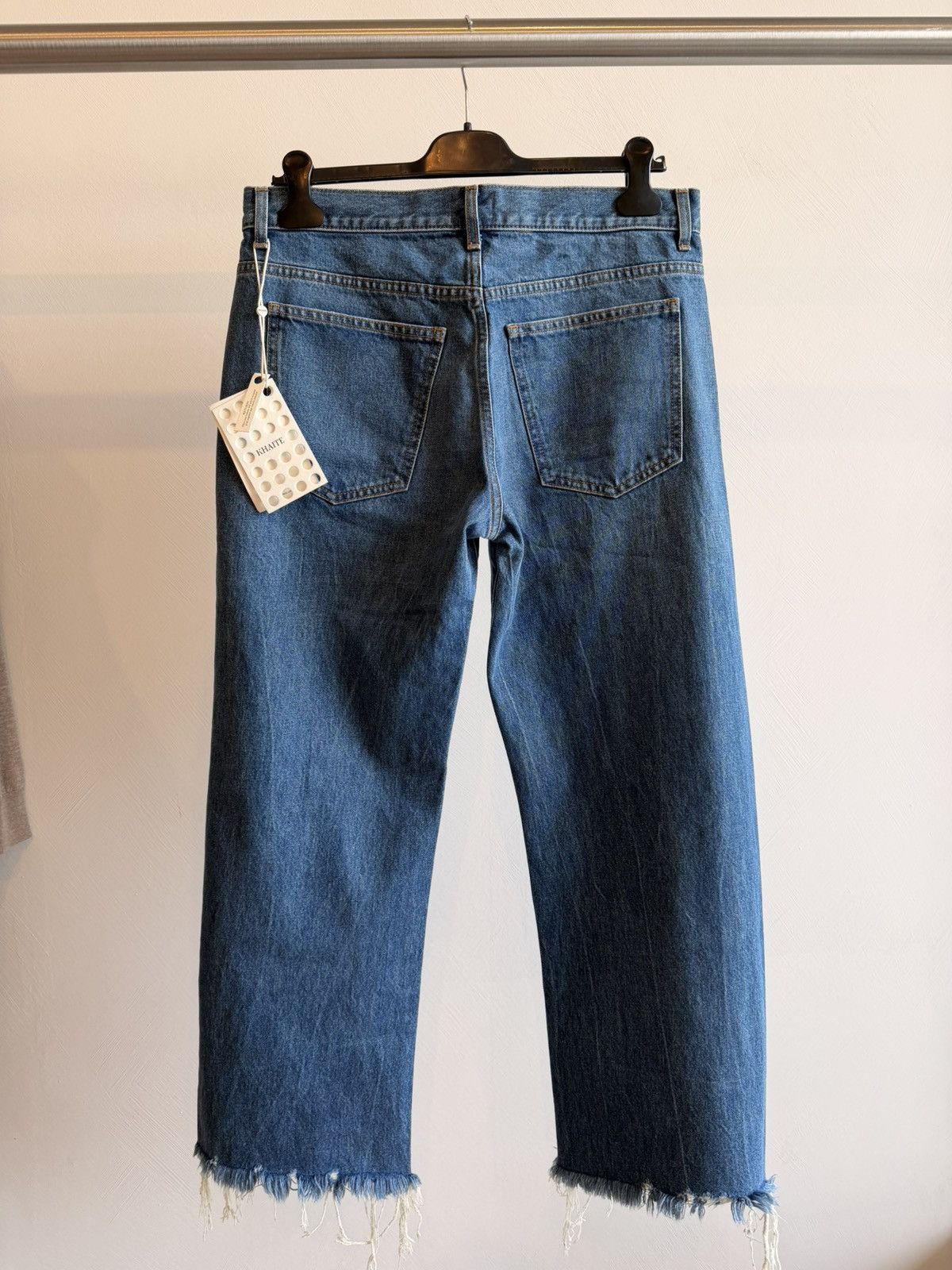 KHAITE NWT Khaite Kerrie Jeans Denim Straight Leg Raw Hem Size 30 Size 30" / US 8 / IT 44 - 6 Thumbnail
