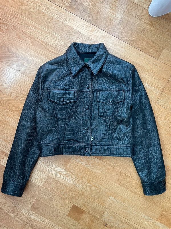 image of Jean Paul Gaultier Jacket Leather Crocodile 90's 80's Coat in Black, Women's (Size Medium)