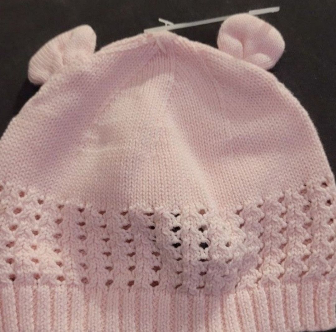 Gap NWT Baby GAP Pink Crochet Hat Ears Size Up To 6 Months Size ONE SIZE - 1 Thumbnail