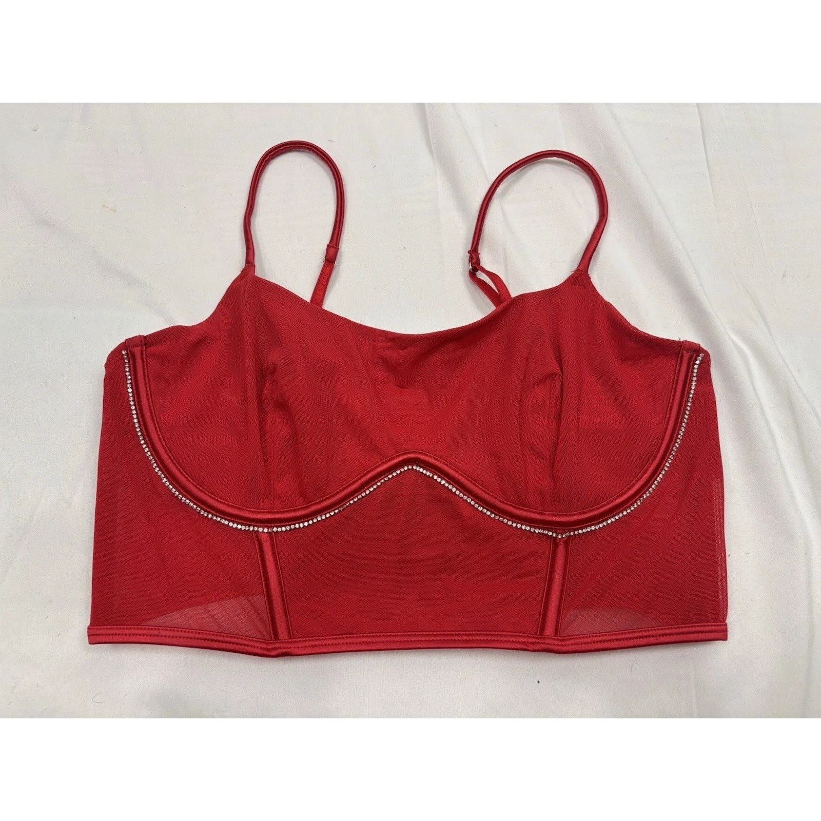 Target Basics NWT Target Red Satin Rhinestone Corset Bra Top Auden Size M Size ONE SIZE - 1 Thumbnail