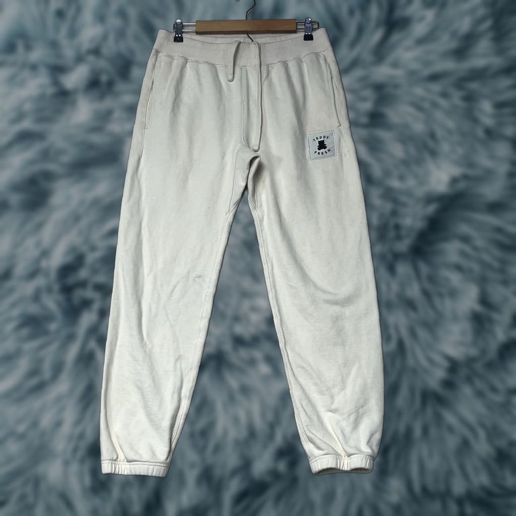 Teddy Fresh Sweatpants Women's M Beige 100% Cotton Tapered Leg Drawstring Activewear Casual Comfortable Elastic Waist Regular Fit Modern Classic Style