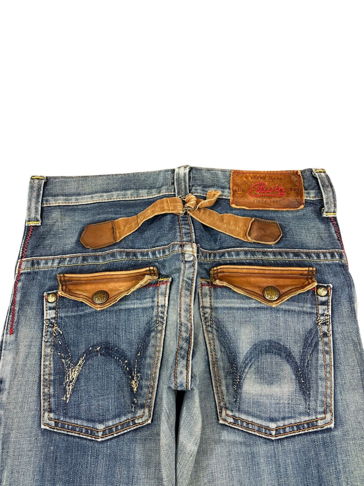 Edwin Vintage Edwin Blue Trip Buckle Back Spiral Flare Jeans Size US 30 / EU 46 - 8 Thumbnail