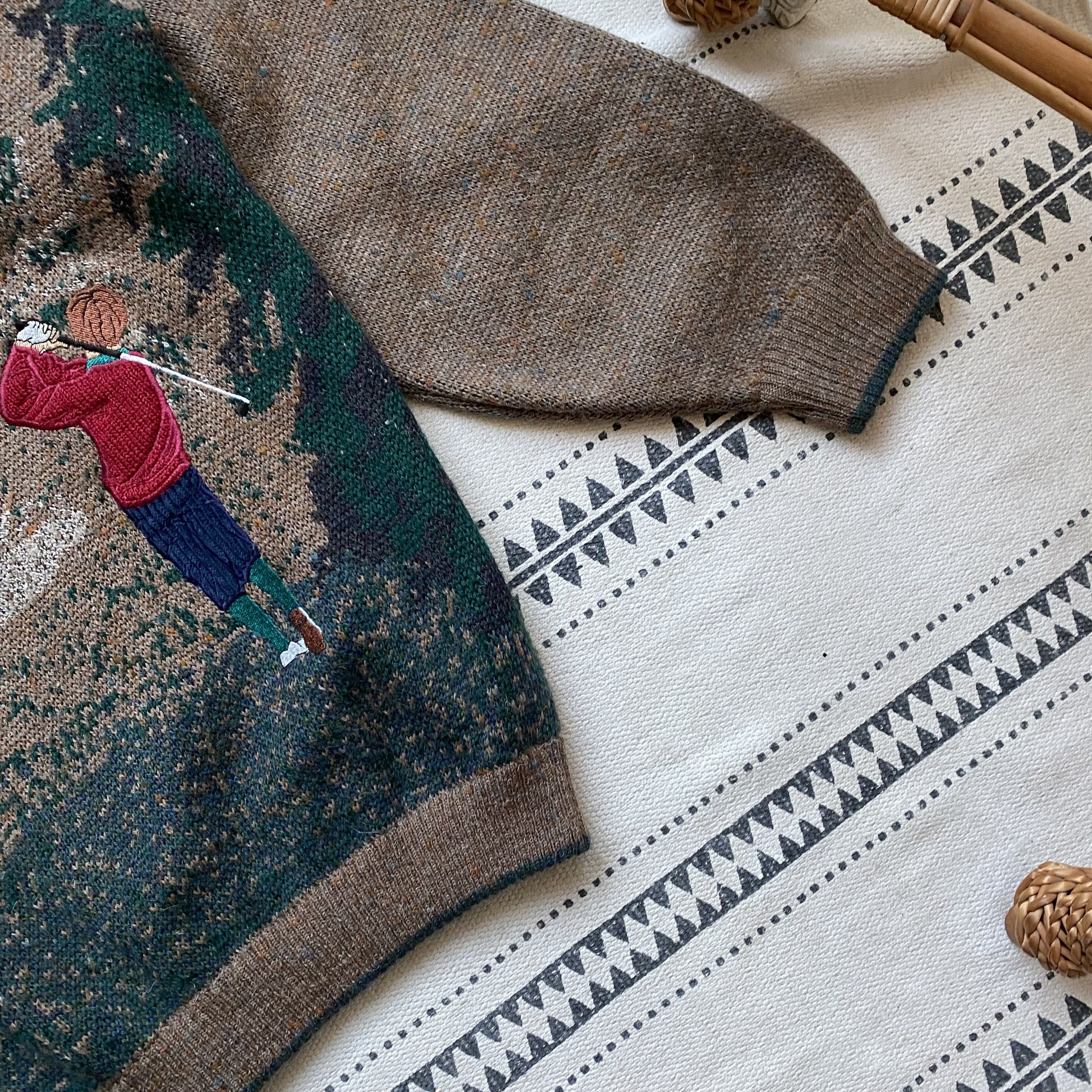 Carlo Colucci 🏌🏽️ Vintage 80-90 Cozy Polo Golf Wool Heavy Knit sweater Size US L / EU 52-54 / 3 - 7 Thumbnail