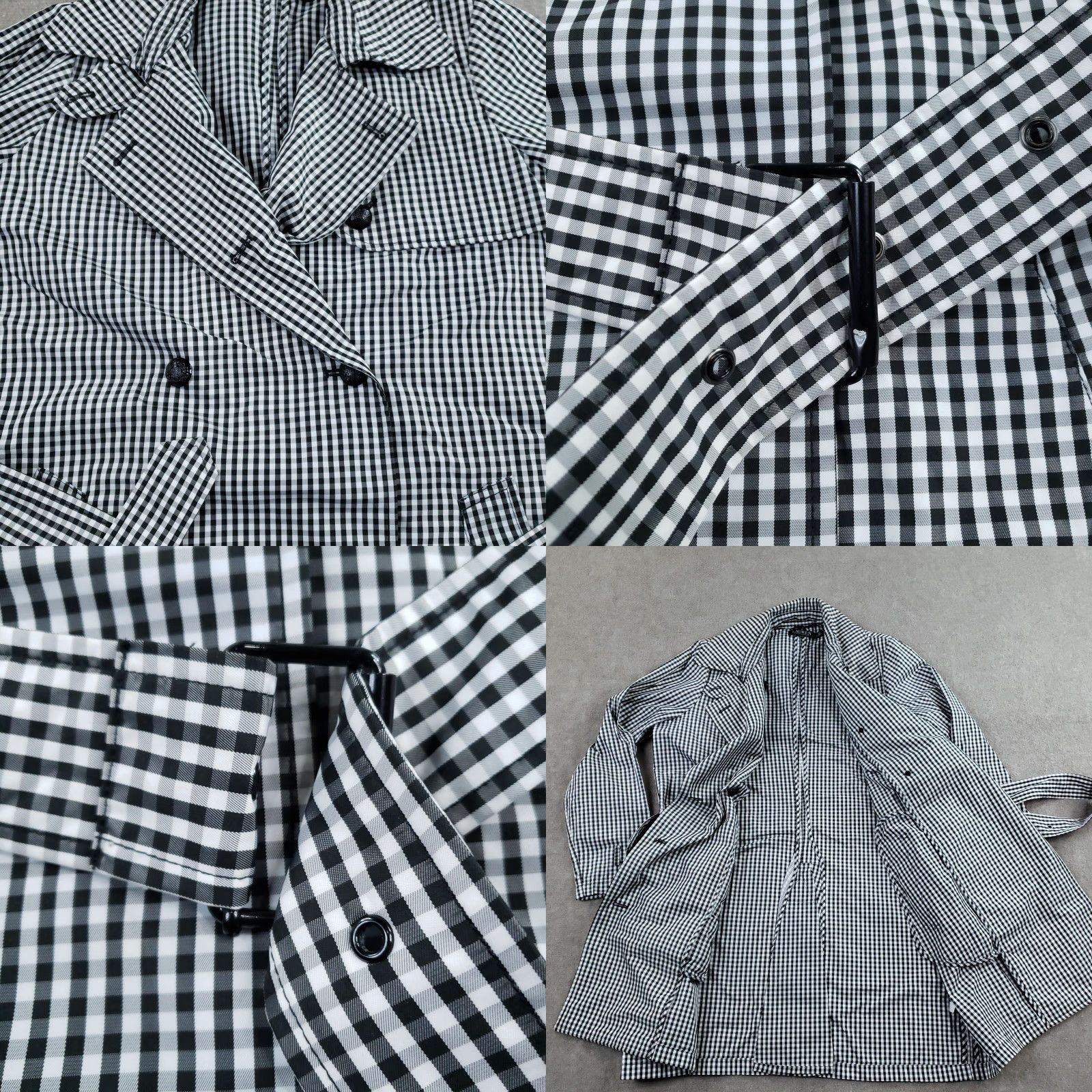 Ralph Lauren Lauren Ralph Lauren Coat Womens 12 Black Gingham Plaid Double Breasted Belted Trench Mid-Length Pockets Lined Button Buckle Check Pattern Size XL / US 12-14 / IT 48-50 - 8 Thumbnail