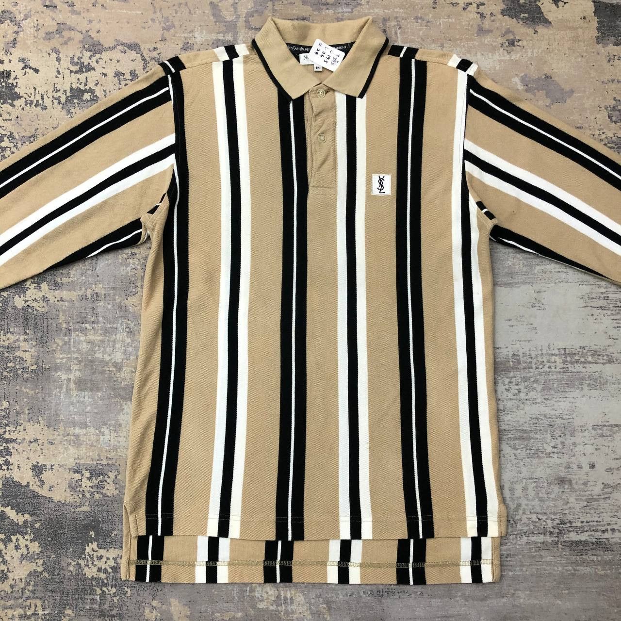 Yves Saint Laurent T385 YSL POUR HOMME STRIPPED POLO SHIRTS Size US M / EU 48-50 / 2 - 3 Thumbnail