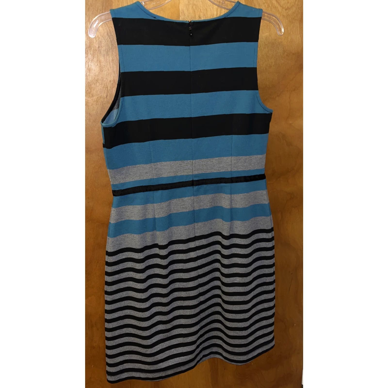 Loft LOFT Striped Green Gray Black Tank Dress Ribbon Waist Pleats Size 8 Women Size M / US 6-8 / IT 42-44 - 5 Thumbnail