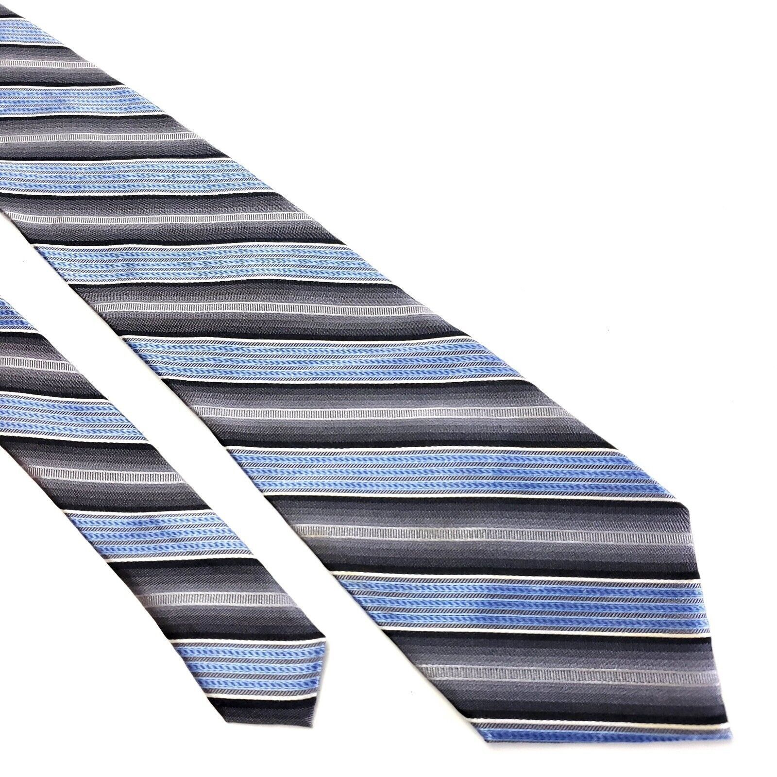 Joseph & Feiss Joseph Feiss International Woven Gray Blue Striped Silk Tie Size ONE SIZE - 1 Thumbnail
