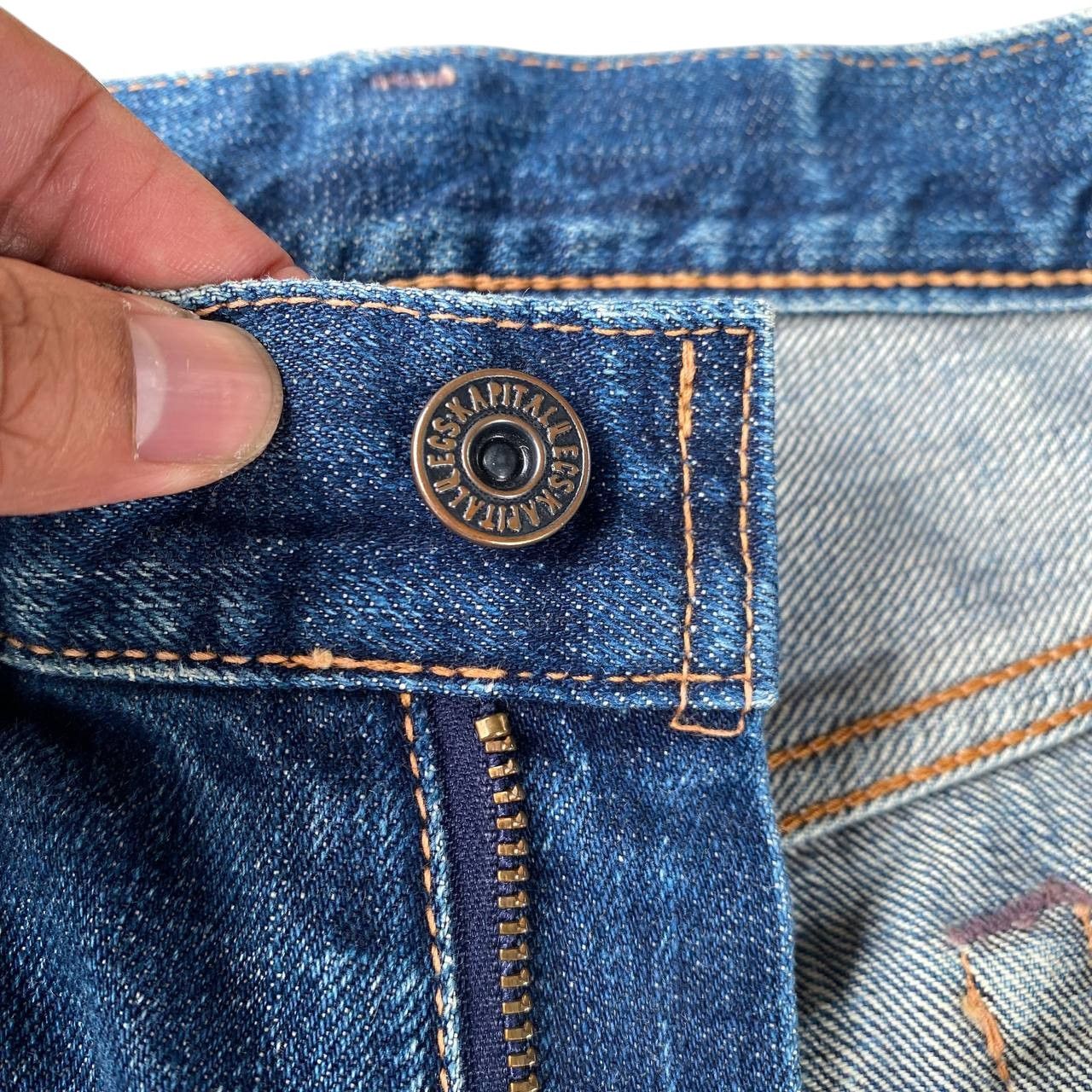 Kapital VINTAGE KAPITAL BY KIRO HIRATA FADED BLUE LOWRISE SLIMFIT Size US 28 / EU 44 - 12 Thumbnail